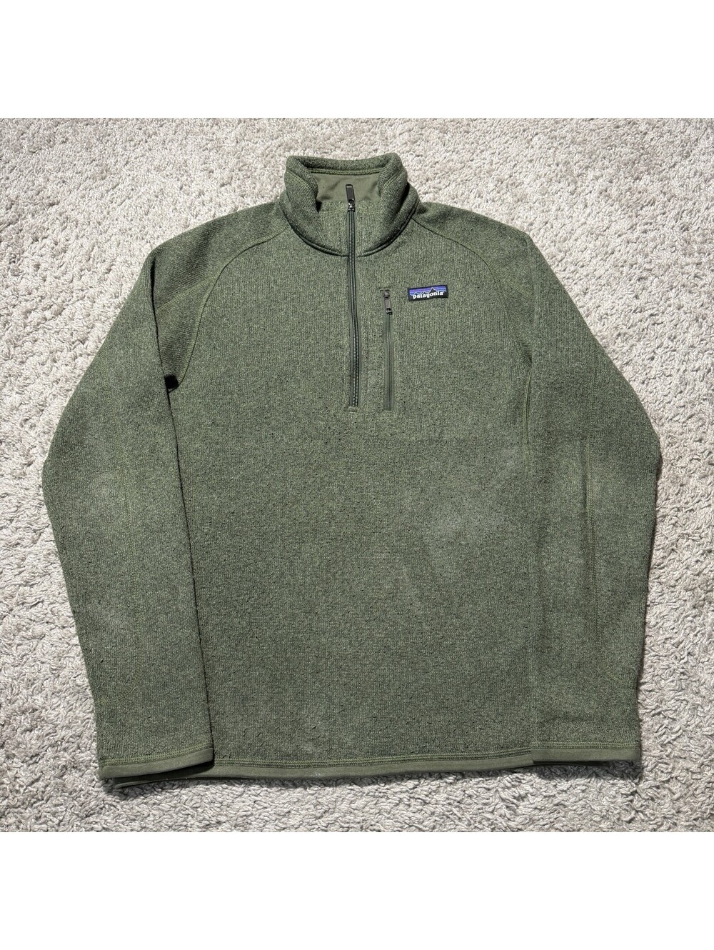 Patagonia Mens Better Sweater 1/4 Zip Fleece Pullover Outdoor Forest Green Small